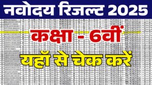 Navodaya Vidyalaya Class 6th Result
